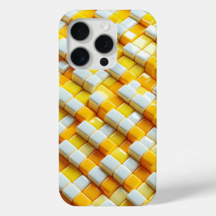 iPhone 15 Pro Coque de téléphone vibrante 3D jaune et blanc bril