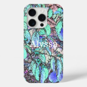 iPhone 15 Pro Coque personnalisé Feuilles d'arbre de crayon colo