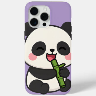iPhone 15 Pro Max Cute Panda manger bambou téléphone coque