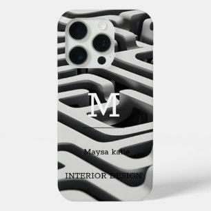 iPhone 15 Pro Monogramme moderne minimaliste noir et blanc Coque
