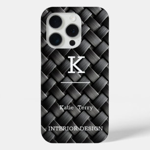 iPhone 15 Pro Monogramme moderne minimaliste noir et blanc Coque