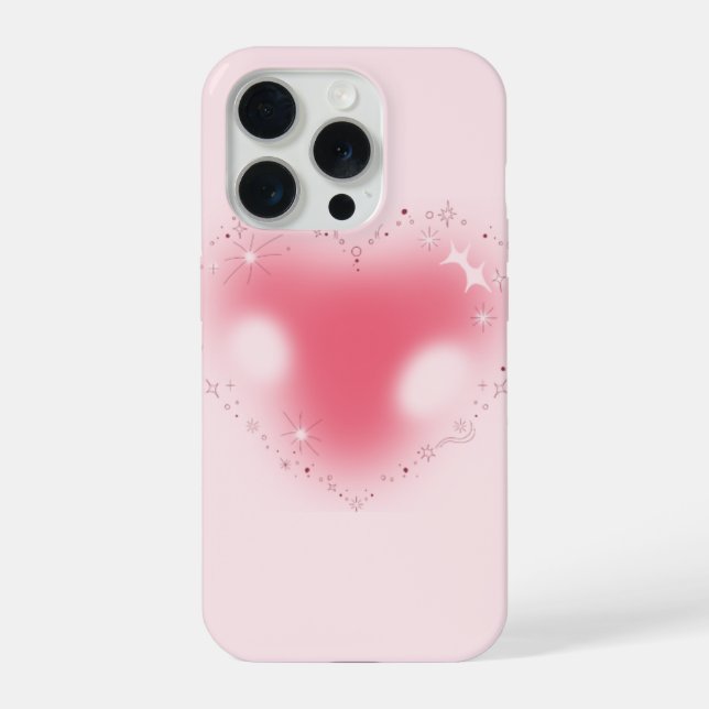 Iphone 15 pro Phone Case Soft Pink Heart. (Back)