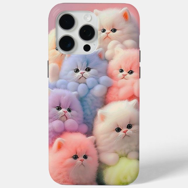 iPhone 15Pro Max case teddy cats colourful  (Back)