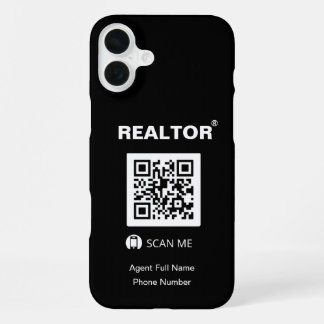 iPhone 16 Plus Coque noir - Realtor®+QR Code