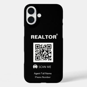 iPhone 16 Plus Coque noir - Realtor®+QR Code