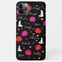 iPhone 16 Pro Max Case Floral Affirmation Words