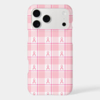 iPhone 17 Case Breast Cancer Awareness Plaid, Pink