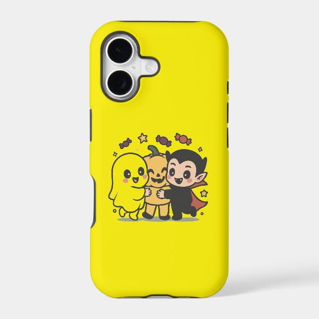 iPhone 17 Yellow Case – Cute Halloween Friends Des (Back)