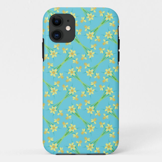 iPhone 5/5s Case-Mate Case: Daffodils on Turquoise Case (Back)