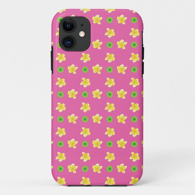 iPhone 5/5s Coque : Primroses, Polkas on Pink (Dos)