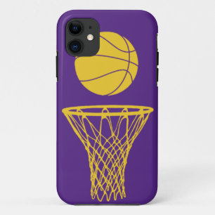 iPhone 5 Basketball Silhouette Lakers Purple iPhone 11 Case