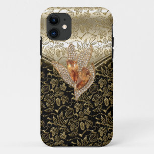 iPhone 5 Black Damask Caramel Beige Gold Amber iPhone 11 Case