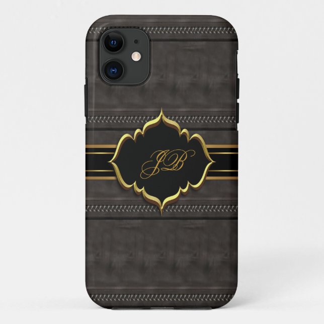 iPhone 5 Case-Mate Case Gold Black Suede Look (Back)