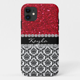 IPHONE  5 Case RHINESTONE LOOK Damask Design