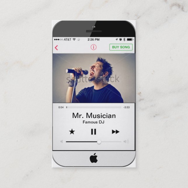iPhone 5 Customizable Namecard for Musicians (Front)