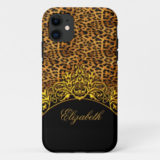 iPhone 5 Elegant Classy Leopard Print Black Gold Case-Mate iPhone Case (Back)