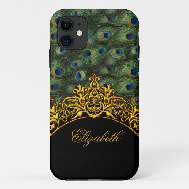 iPhone 5 Elegant Classy Peacock Black Gold Case-Mate iPhone Case (Back)
