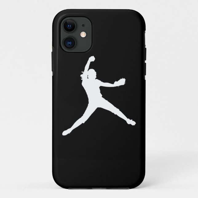 iPhone 5 Fastpitch Silhouette White on Black Case-Mate iPhone Case (Back)