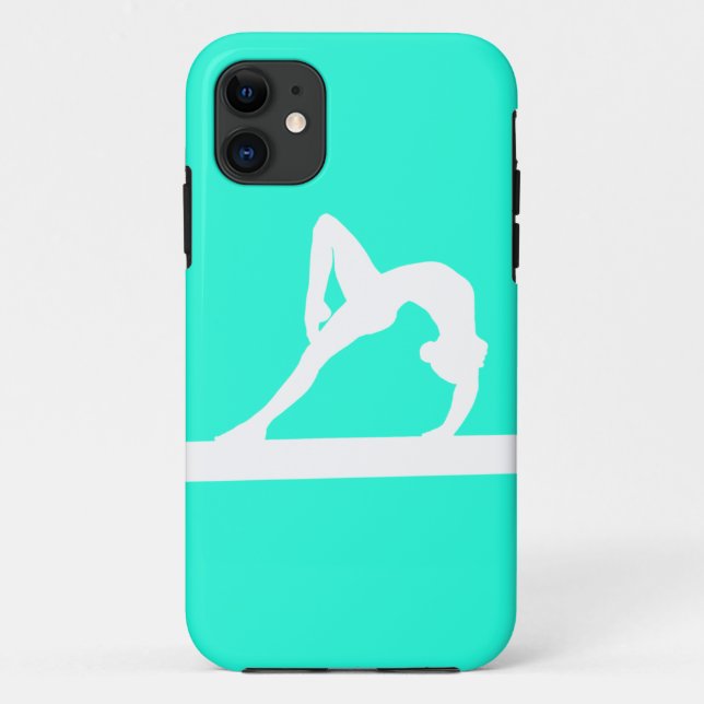 iPhone 5 Gymnast Silhouette White on Turquoise Case-Mate iPhone Case (Back)