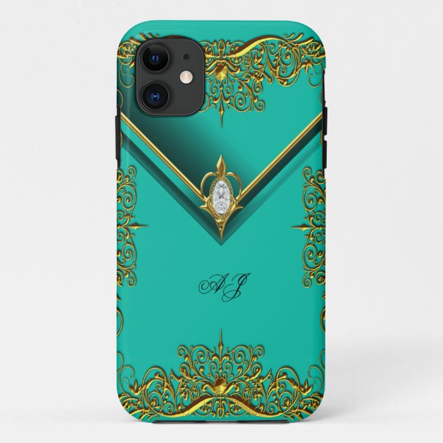 iPhone 5 Monogram Regal Elegant Jade Gold Case-Mate iPhone Case (Back)