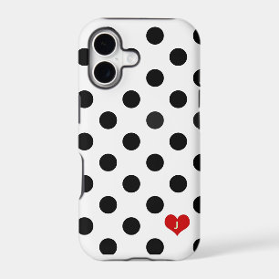 Iphone 5 Polka Dot Black & White Dotted Heart Case