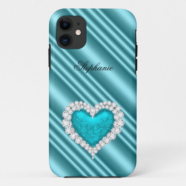 iPhone 5 Princess Silver Teal Bejeweled Case-Mate iPhone Case (Back)
