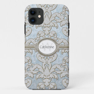 Iphone 5 Sparkle Floral Leaf Damask Personalized iPhone 11 Case