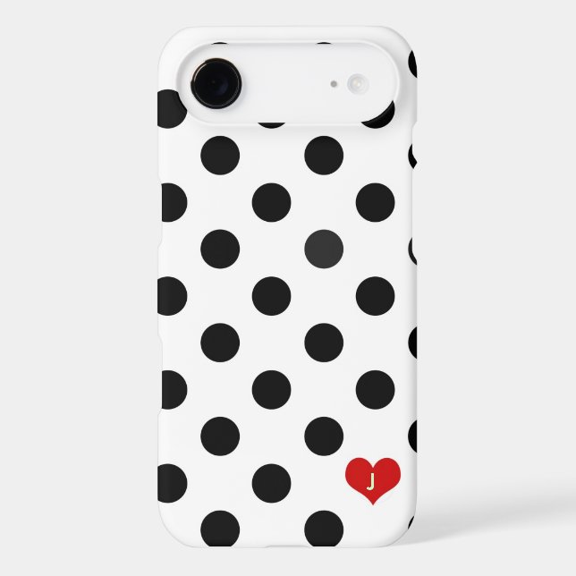 iPhone 6 case Polka Dot Black & White Dotted Heart (Back)