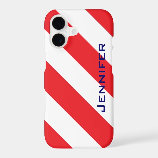 iPhone 6 Case, Red & White Stripe, Personalized (Back)