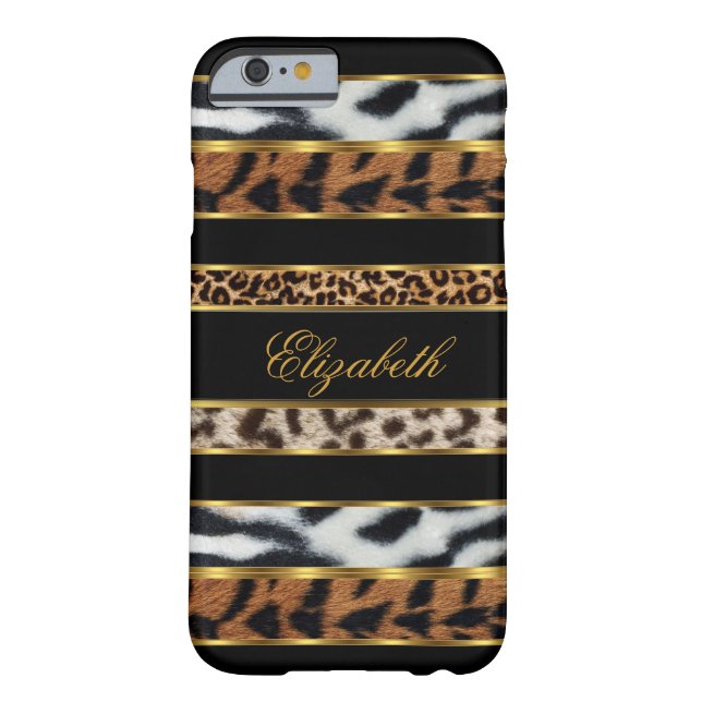 iPhone 6 Elegant Classy Mixed Animal Gold Black 3 Case-Mate iPhone Case (Back)