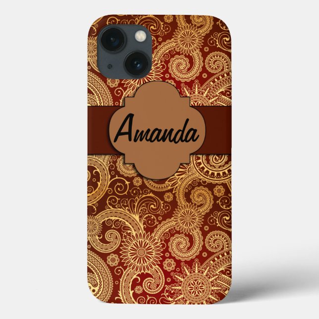 iPhone 6, Tough Xtreme Monogram Case Brown Swirls (Back)