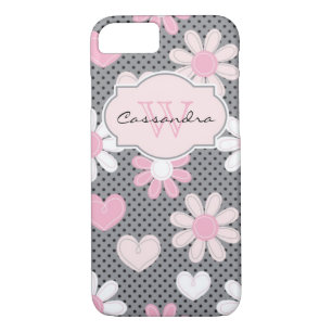 iPhone 7 Case Daisies Polka Dots Hearts