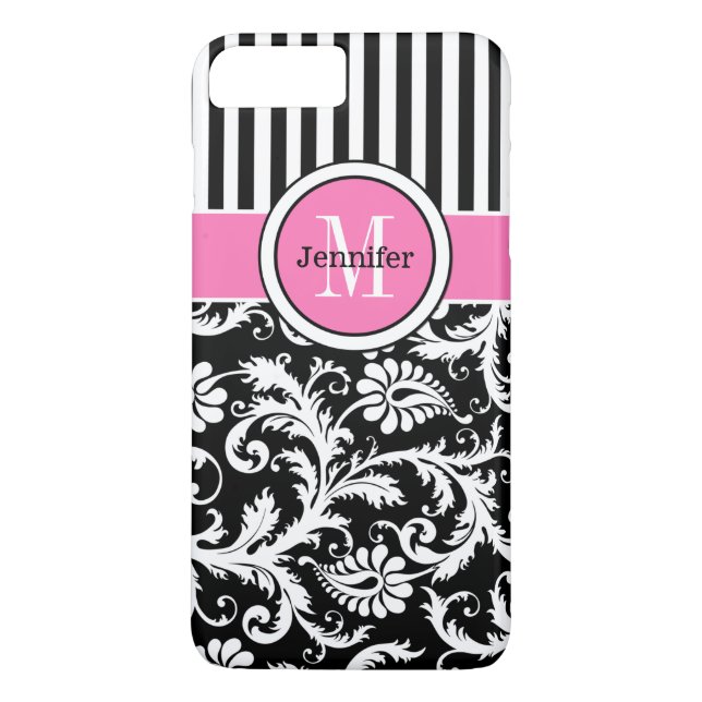 iPhone 7 Case | Damask | Stripes | Pink (Back)