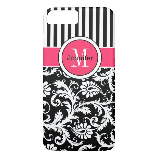 iPhone 7 Case | Damask | Stripes | Pink 2 (Back)