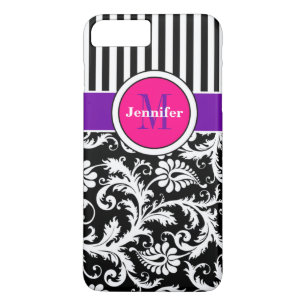 iPhone 7 Case Damask Stripes Pink 3