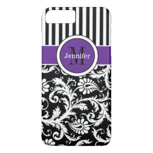 iPhone 7 Case Damask Stripes Purple