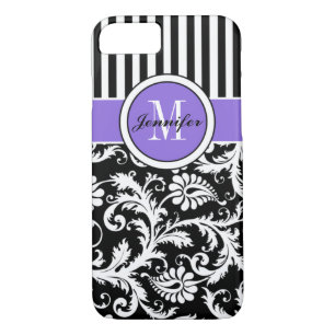 iPhone 7 Case Damask Stripes Purple 2