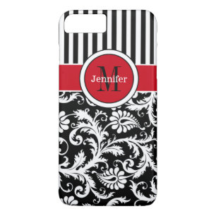 iPhone 7 Case   Damask   Stripes   Red