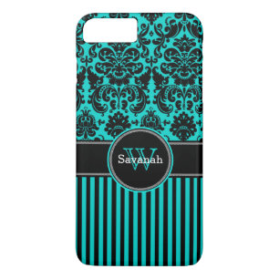 iPhone 7 Case   Damask   Stripes   Turquoise