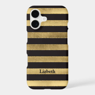 iPhone 7 Case   FAUX Gold Foil   Black Stripes