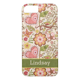 iPhone 7 Case Flowers Hearts Birds Butterflies