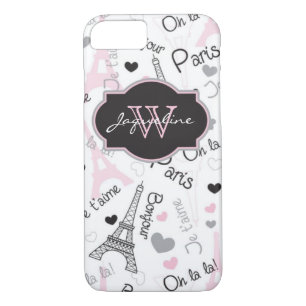 iPhone 7 Case Paris Eiffel Tower Hearts