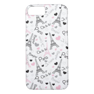 iPhone 7 Case Paris Eiffel Tower Hearts