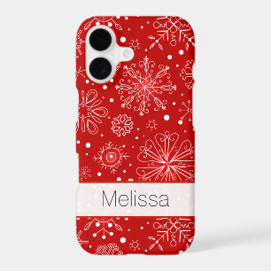 iPhone 7 Case Snowflakes Red and White