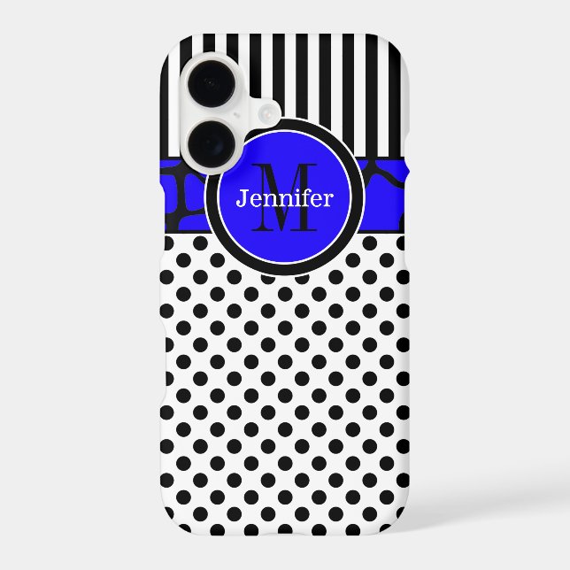 iPhone 7 Case | Stripes, Dots | Blue (Back)