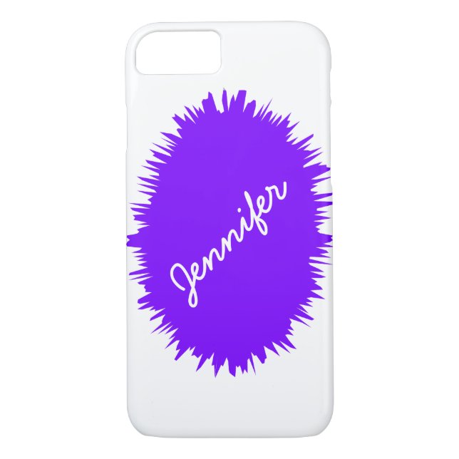 iPhone 7 Case, White and Purple, Personalized Case-Mate iPhone Case (Back)