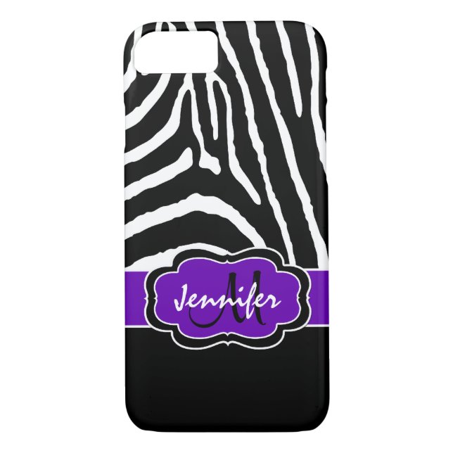 iPhone 7 Case | Zebra Stripes | Purple (Back)