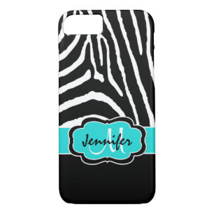 iPhone 7 Case Zebra Stripes Turquoise