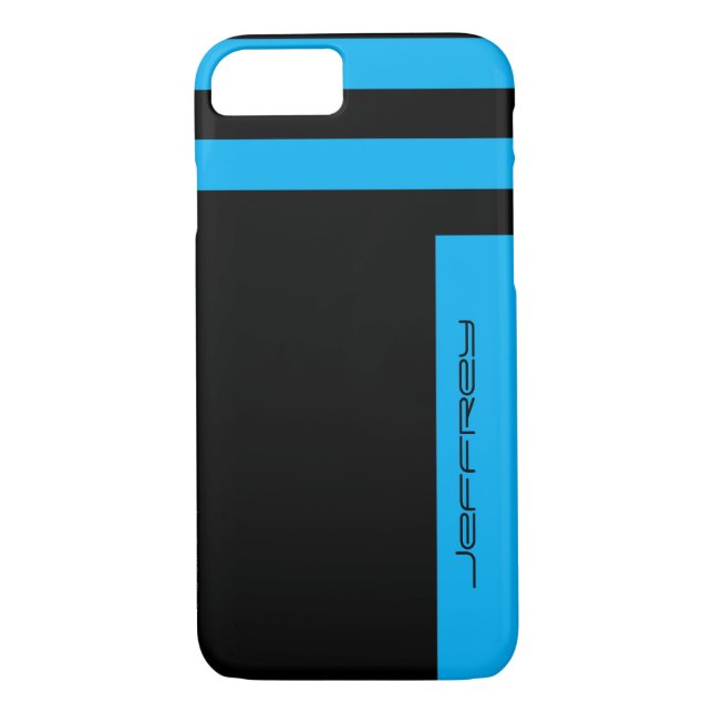 iPhone 7 Coque Cyan Blue & Black Two Way (Dos)