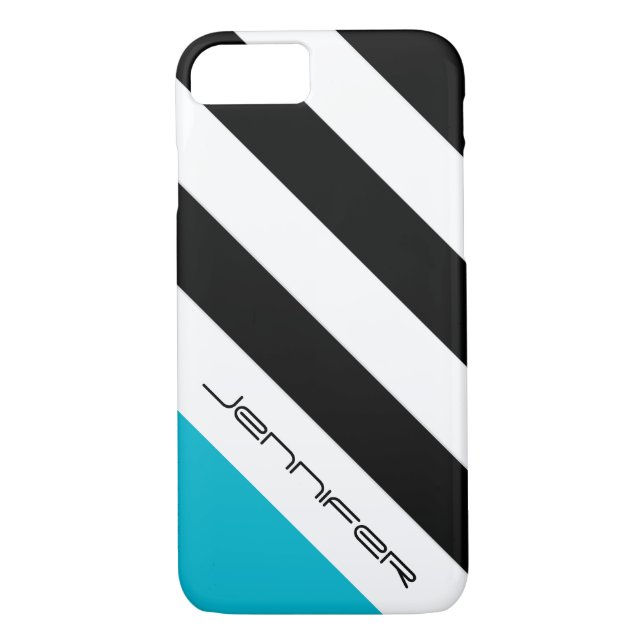 iPhone 7 Coque noir, blanc, bleu, bande moderne (Dos)